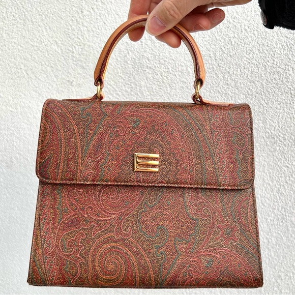 ETRO Paisley Hand Bag Leather Too Handle